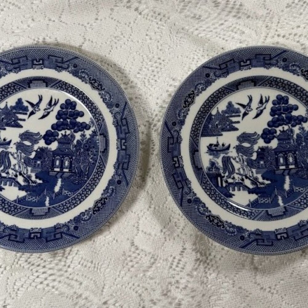 JOHNSON BROTHERS Willow Blue "England 1883" Salad Plate - Set of 2, Chinoiserie